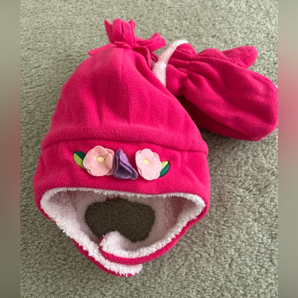 Toby Beanie Hat and Mittens Winter set toddler girl